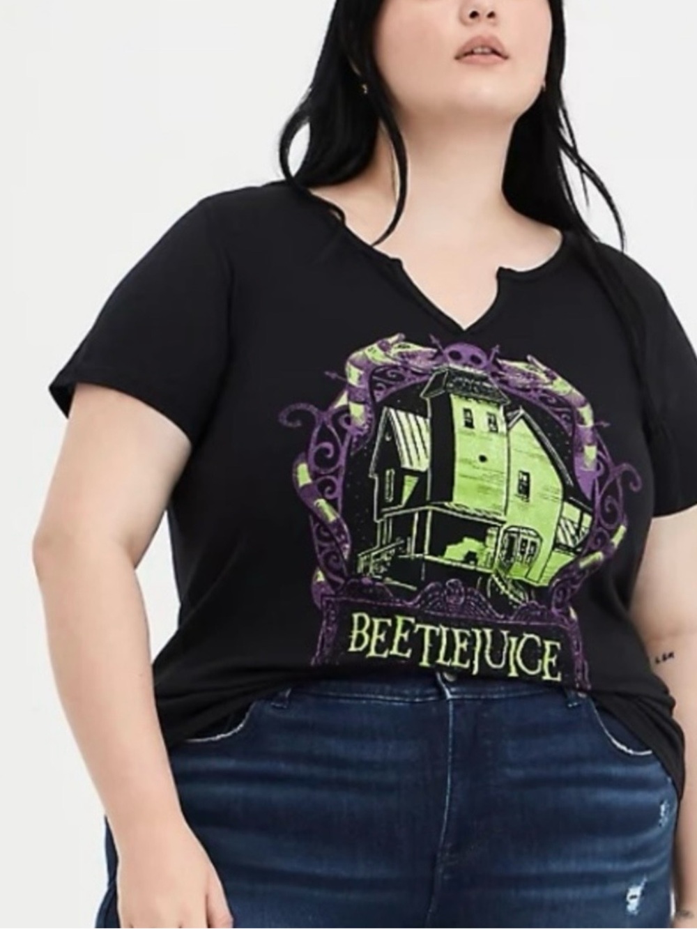 Beetlejuice Black Graphic Tee with Sand Worms